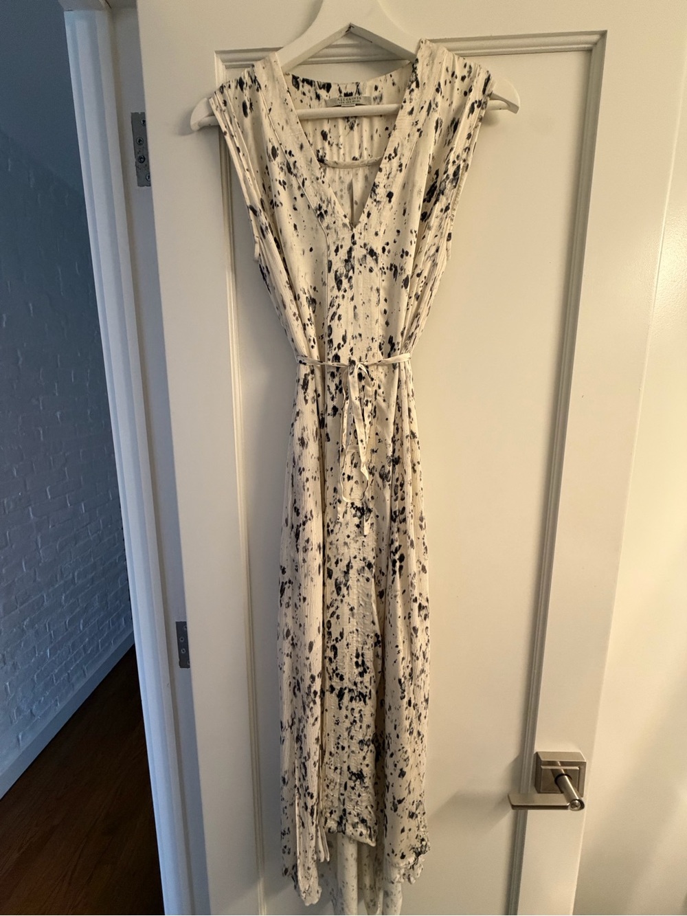 AllSaints Black Speckle on Cream Sleeveless Maxi Dress